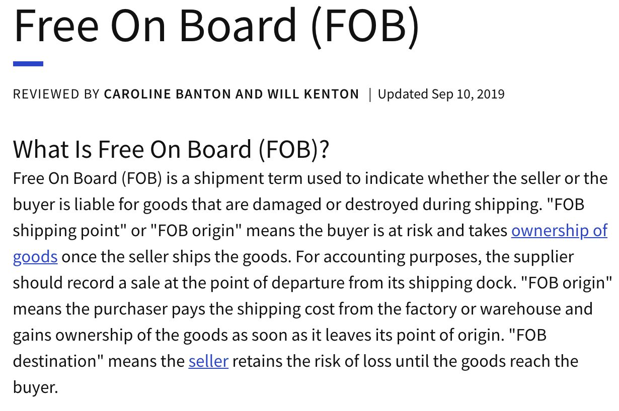 FOB介紹及FOB費用說明/FOB貿易術語